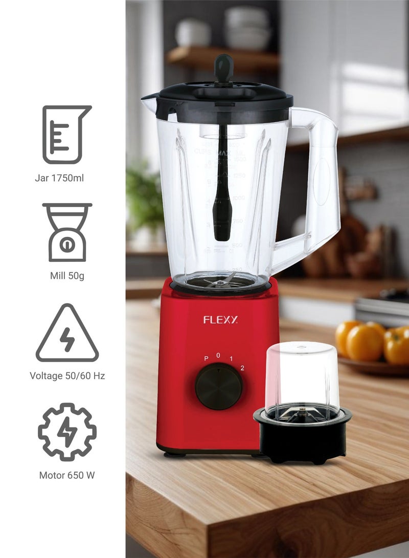 Flexy 650W 2-in-1 Mixer Grinder & Blender with 1750ml Large Jar and 50g Grinding Mill for Smooth Blending, Efficient Grinding, and Everyday Kitchen Use - Image 4
